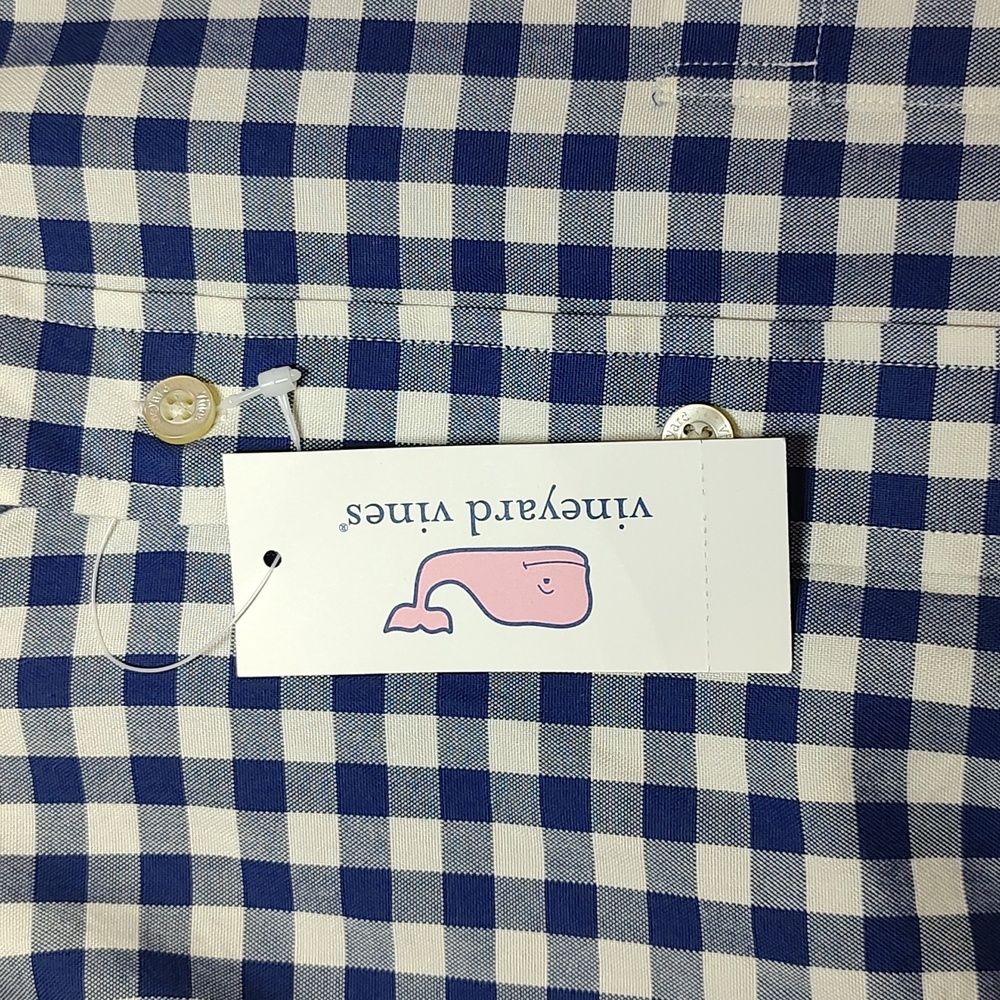 Vineyard Vines Classic Fit Murray Blue Checker Long Sleeve Button Up - Small NWT - Picture 6 of 8
